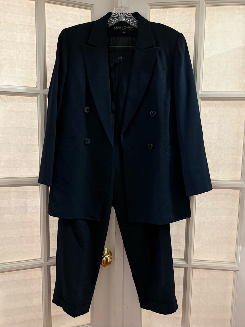 Kasper & Company Women's Wool Pantsuit 3pc Set Navy Size 4